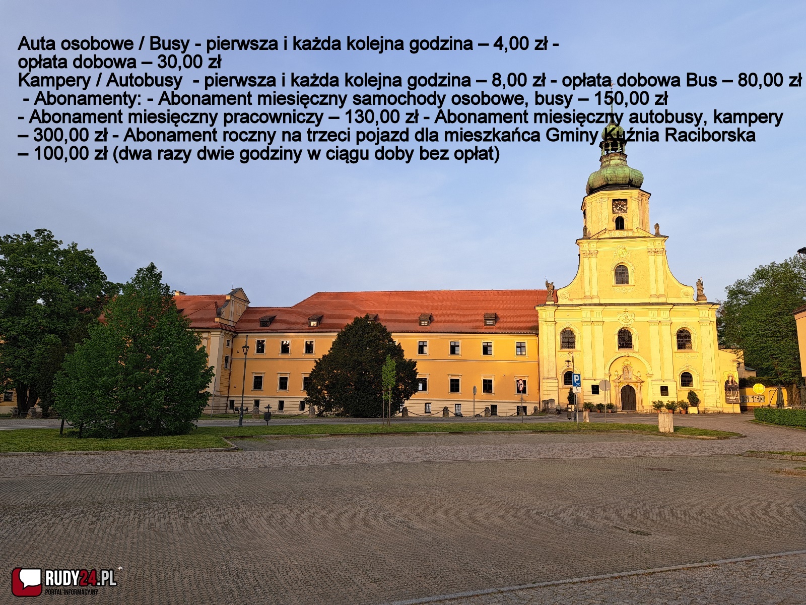 Urząd Miejski w Kuźni Raciborskiej informuje, że od czerwca parking w Rudach przy Pocysterskim Zespole Klasztorno-Pałacowym będzie płatny.  