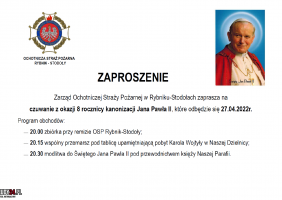 Czuwanie w Rybniku – Stodołach w VIII rocznicę kanonizacji Papieża św. Jana Pawła II. 